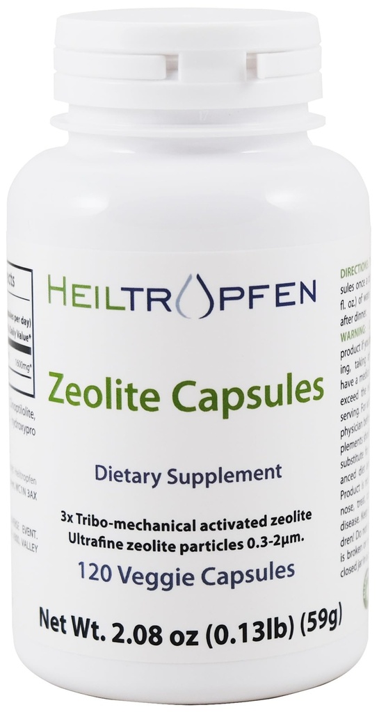 Zeolite 120 Capsules | Detox | Clinoptilolite | 3X Activated | Dietary Supplement | Natural Mineral Dust Less-Than 2 µm | Heiltropfen®