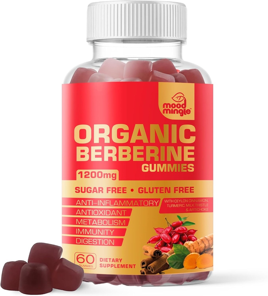 Berberine supplement Gummies (1200mg) met Ceylon Cinnamon, Kurkuma, Melkdistel & Artichoke - Suikervrij, Glutenvrij, GMP kwaliteit