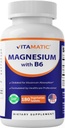 Vitamatic Magnesium met B6-180 Vegetarische tabletten (Uncoated) - Toegevoegd B6 voor maximale absorptie - Ondersteunt spier-, gewrichts- en hartgezondheid