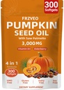 300 Capsules Cold Pressed Pumpkin Seed Oil with Saw Palmetto, Vitamin D3 & Elderberry – Virgin Oil, Supports Prostate, Hair & Urinary Health (Aceite de Semilla de Calabaza)