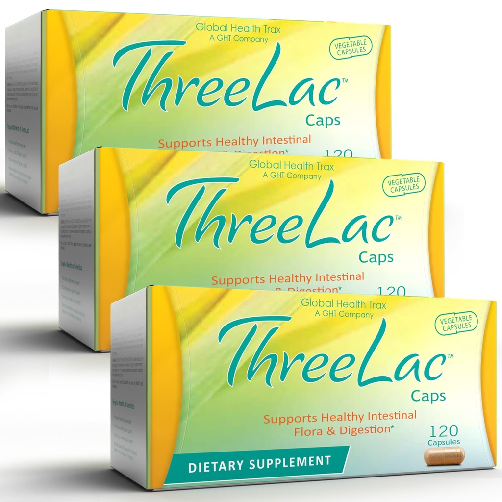 Global Health Trax GHT - ThreeLac Probiotic Capsules, 360 Count - Comprehensive Digestive Support for Men, Women, and Children - Immune System and Gut Balance, Non-GMO
