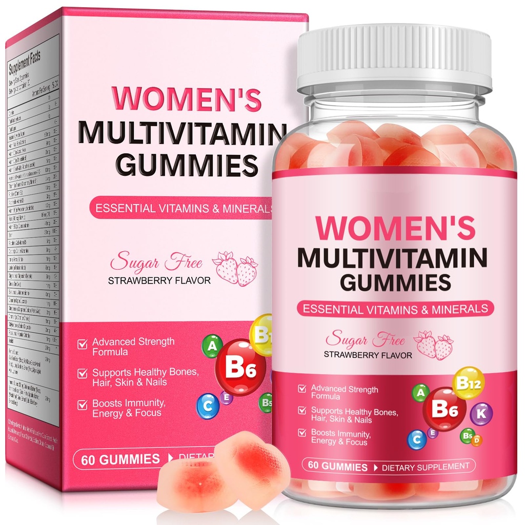 Sugar-Free Women's Multivitamin Gummies – with Inositol, Iron, Biotin for Energy, Hair, Skin & Nails – Vegan, Non-GMO, Gluten-Free, Keto Friendly – 60 Gummies (30 Day Supply)