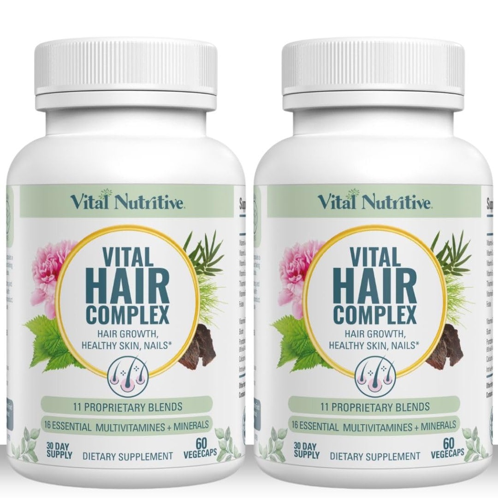 Vital Hair Complex - Hair Growth Vitaminen voor vrouwen en mannen - Biotine & vitamine B - Hair Growth Supplement voor gezonde haarhuid & Nails - Hormonen & Glutenvrij - Hair Vitaminen voor vrouwen