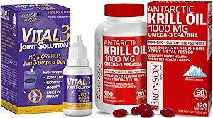 Vital 3 Joint Solution® Clinically Proven Liquid Knee Relief + Bronson Antarctic Krill Oil 1000 mg met Omega-3s EPA, DHA
