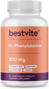 BESTVITE DL-Fenylalanine 500mg (120 Vegetarische Capsules) - No Stearates - No Fillers - Vegan - Glutenvrij - Niet GGO