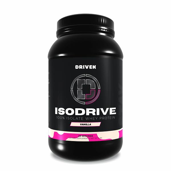 Driven Nutrition IsoDrive Whey Isolate Protein Powder 2lb (Vanilla) – 25g Protein, Enzyme Enhanced for Absorption, Ultra Clean