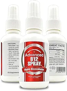 Vitamine B12 Energy Spray, Methylcobalamine met Foliumzuur Sublingual Liquid Complex for Focus, & Metabolisme, Nano Technology Instant Absorptie en aangepaste dosering (4 oz - 120 porties)