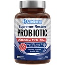 Probiotica voor mannen & vrouwen, 200 miljard CFU 35 strains, prebiotica + spijsverteringsenzymen, Supreme Restore Probiotic Supplement, Upper, Mid, Lower GI Tract Balance, 60 Veggie Capsules, 1 maand
