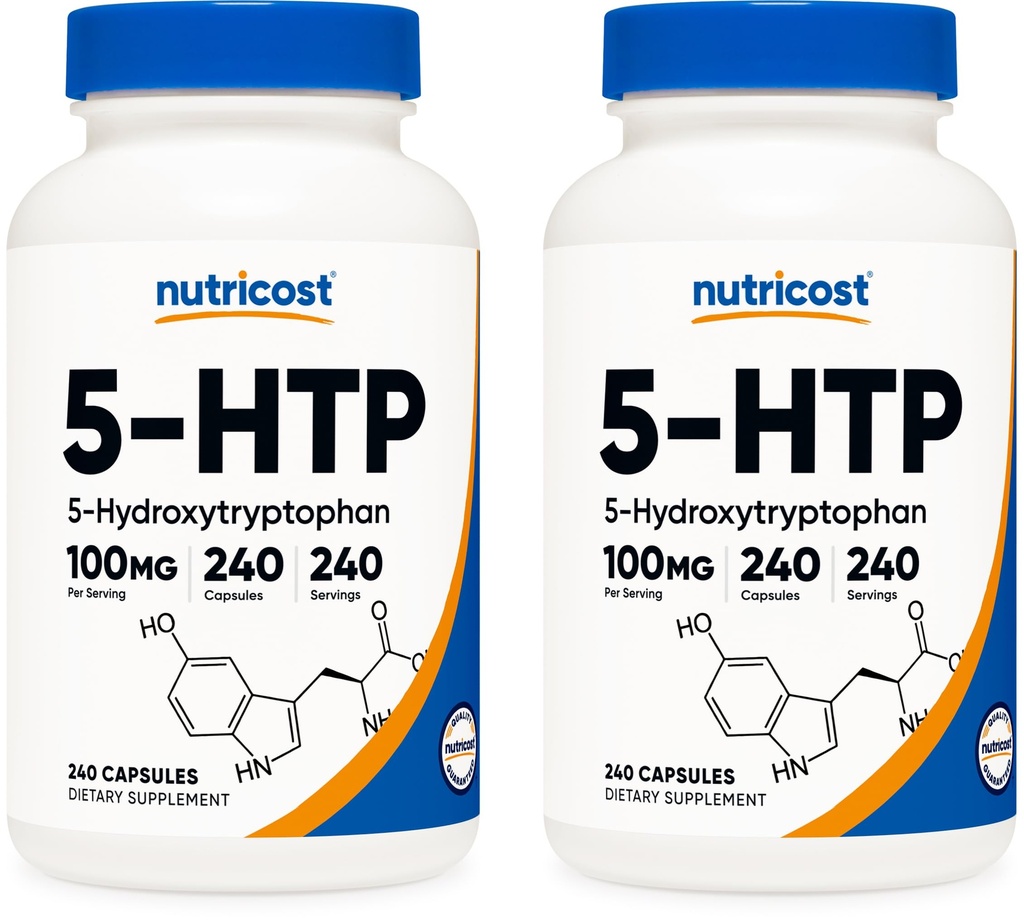 Nutricost 5-HTP 100mg, 240 Vegetarische Capsules (5-Hydroxytryptofaan) - Non-GMO & Glutenvrij (2 flessen)