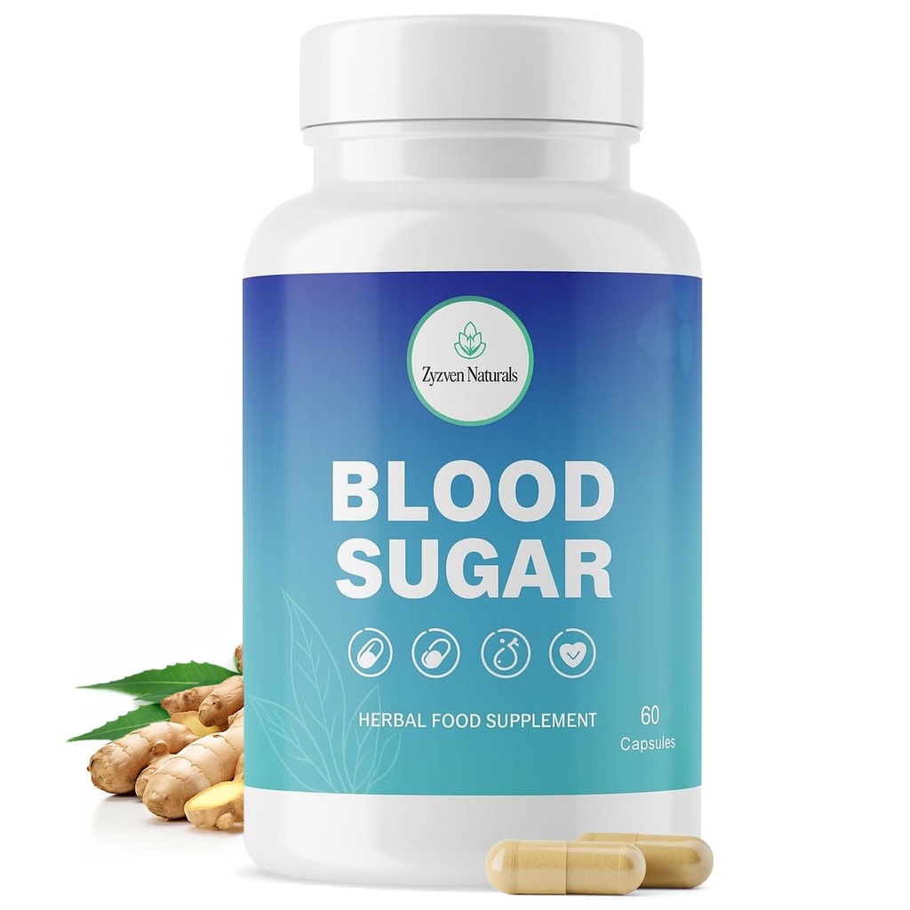 Zyzven Naturals Blood Sugar Support Supplement Herbal Glucose Support Formula with Moringa, Cinnamon, Fenugreek, Ginger & Neem, Plant-Based Capsules, 60 Count