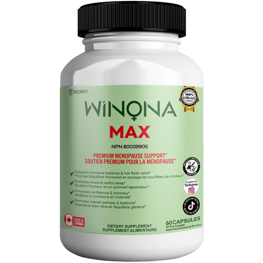 Winona Max Premium Menopause Support, 40 Billion CFU Probiotic, 90 Capsules, Hormone Balance and Hot Flash Relief (1)
