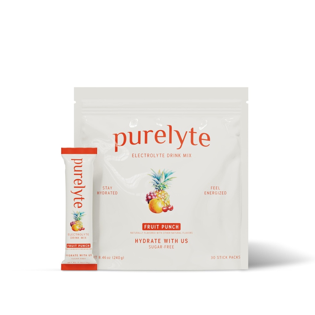 Electrolyte Drink Mix – Sugar-Free Hydration Powder Packets – Clean Electrolytes with Trace Minerals – Keto, Vegan, Gluten-Free – No Artificial Sweeteners – 30 Sticks – Fruit Punch