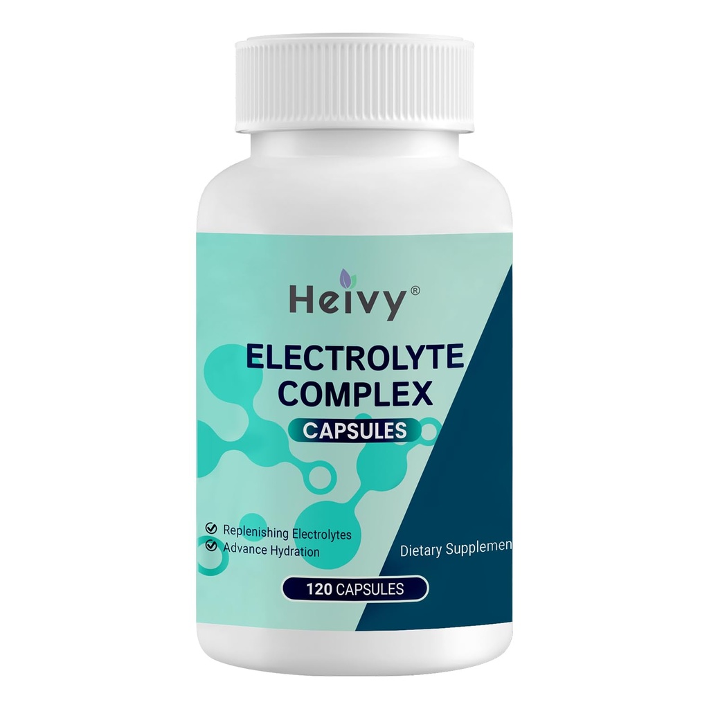 Heivy 8-in-1 Electrolytes Complex - Vegan, Allergen-Free, US GMP Certified | 120 Capsules, Daily Electrolyte Replacement for Hydration & Muscle Support