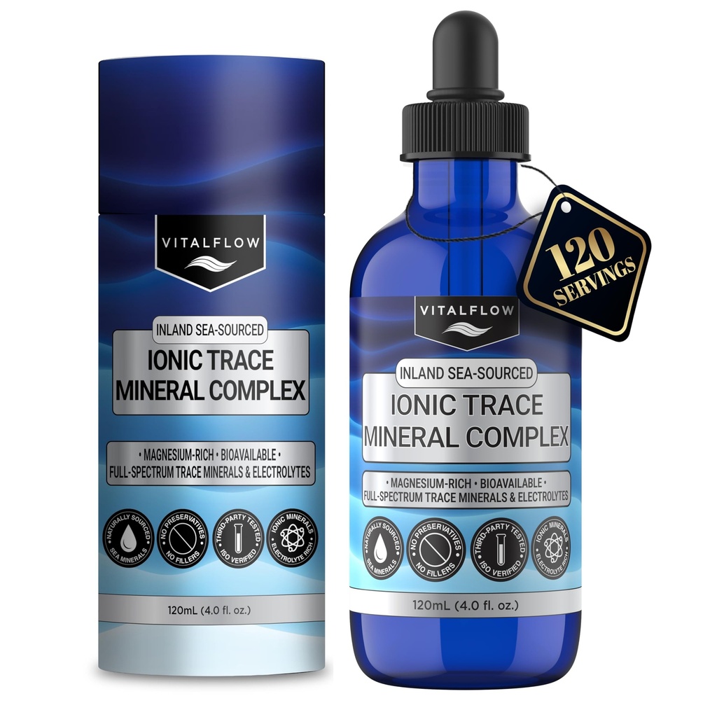 Ionic Mineral Drops | High Magnesium, Low Sodium Electrolyte & 70+ Trace Minerals | Full-Spectrum Trace Minerals Concentrate for Hydration, Energy & Balance | 120 mL (4 fl oz)