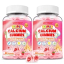 Kids Calcium Gummies with D3 & Magnesium for 4+: Sugar Free Calcium Citrate with Vitamin D3, K2, Zinc, Probiotics & Prebiotics for Kids - Gluten Free, Non-GMO,Vegan, Natural Strawberry Flavor
