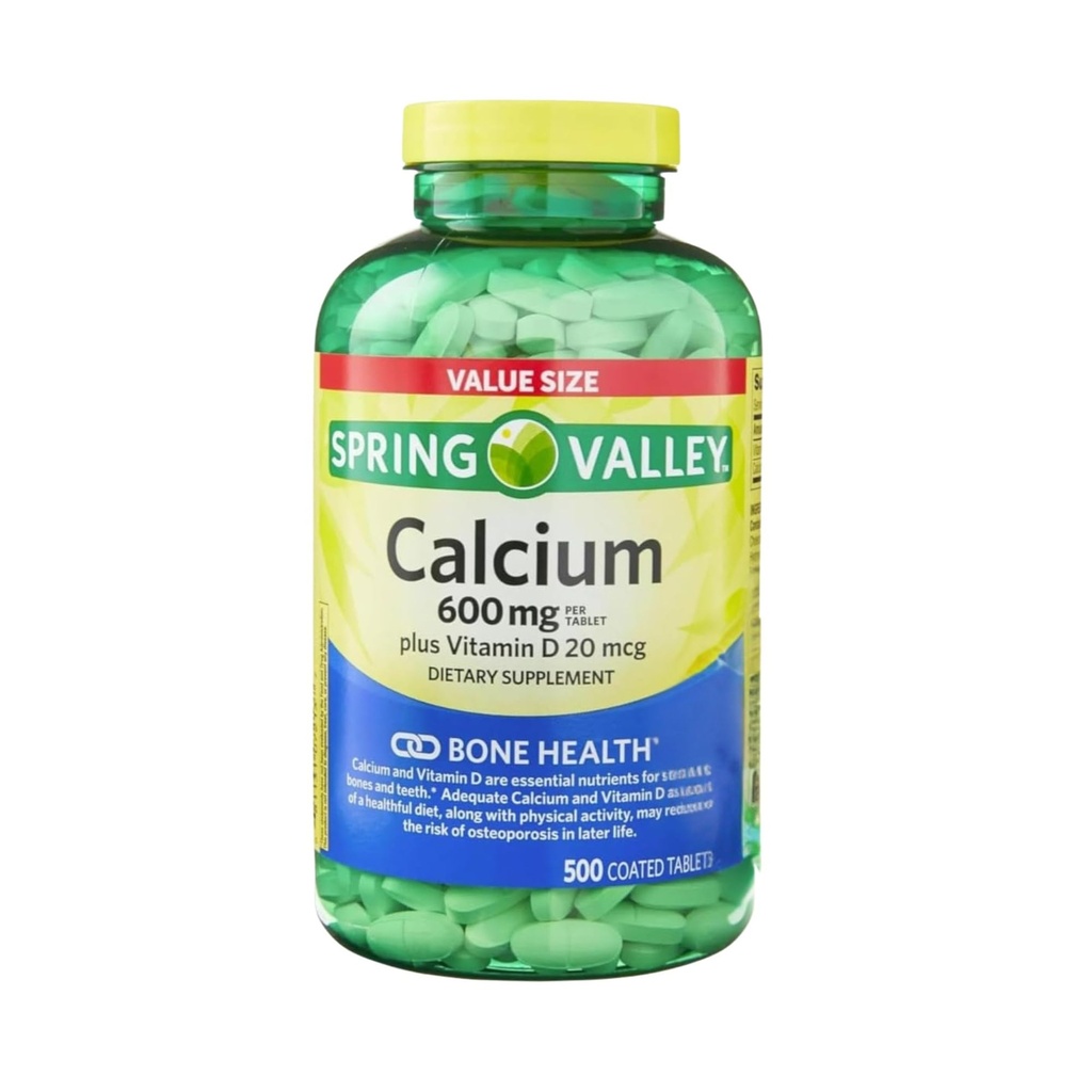 Calcium Supplement for Women and Men – 600 mg Calcium with Vitamin D3, Essential Bone Health Support, 500 Tablets Per Bottle for Over 8 Months (250 Days) of Supply (Pack of 1)