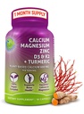 Plant-Based Calcium 600mg (Aquamin) – Vegan Calcium Magnesium Zinc D3 with Vitamin K2 & Organic Turmeric – Enhanced Bone and Muscle Health & Strength, Immune Support for Women & Men - 90 Count