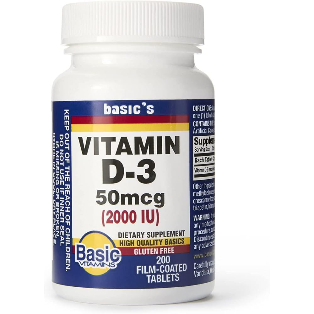 Natural Vitamin D-3 2000 IU - 200 Film-Coated Tablets, Pack of 2