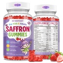 Saffron Gummies for Kids & Adults, 21-in-1 Saffron Supplements with 100mg Saffron Extract, L-Theanine, Magnesium, Omega-3, GABA, D3, B6, B12 & C, Supports Mood, Focus & Gut Health, Sugar-Free, Vegan