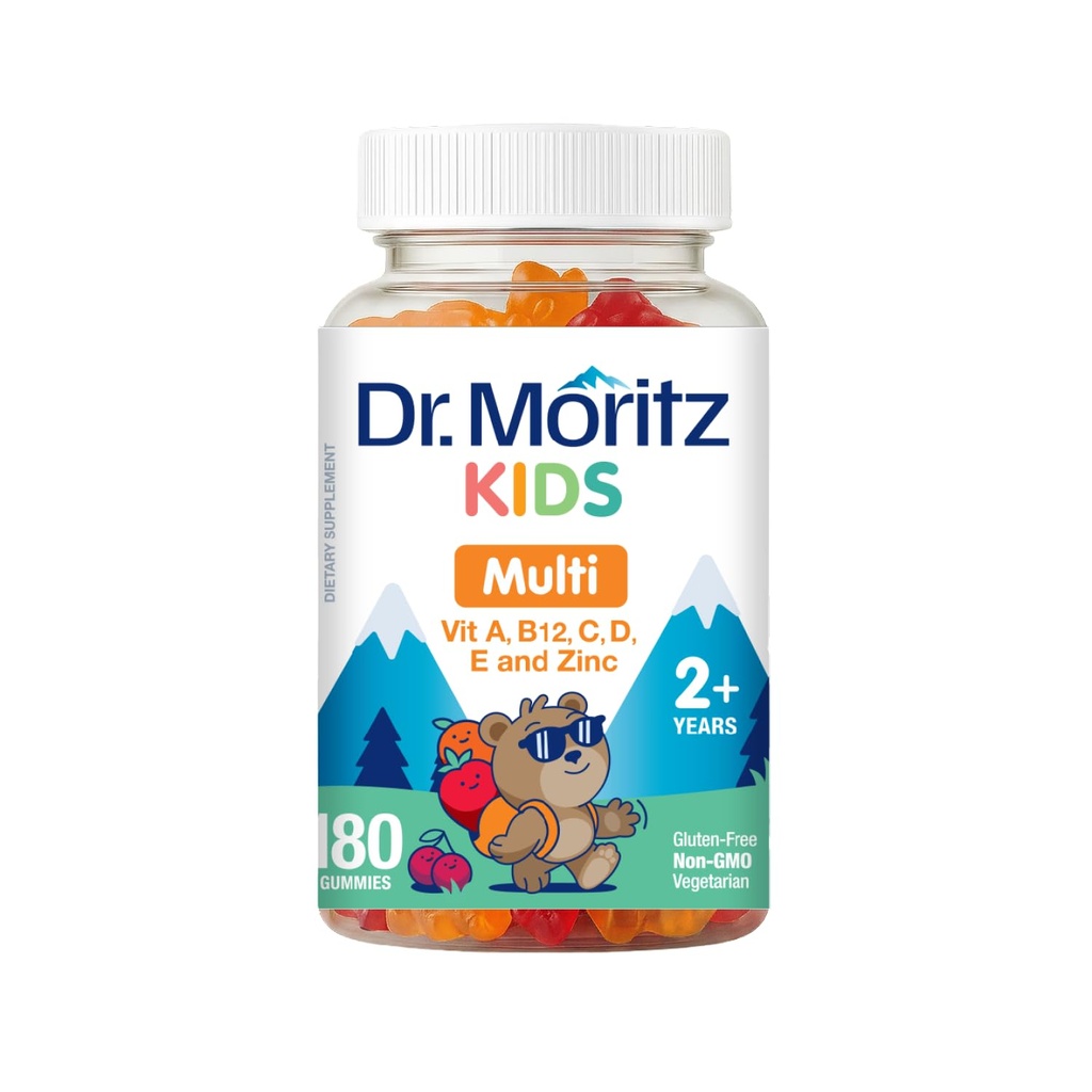DR. MORITZ Kids Multivitamine Gummies - with Kids Vitamins A C D E B6 B12 Zink & More- Complete dagelijkse ondersteuning- Vegetarische en niet-GMO Multivitaminen voor kinderen (180 Tel.)