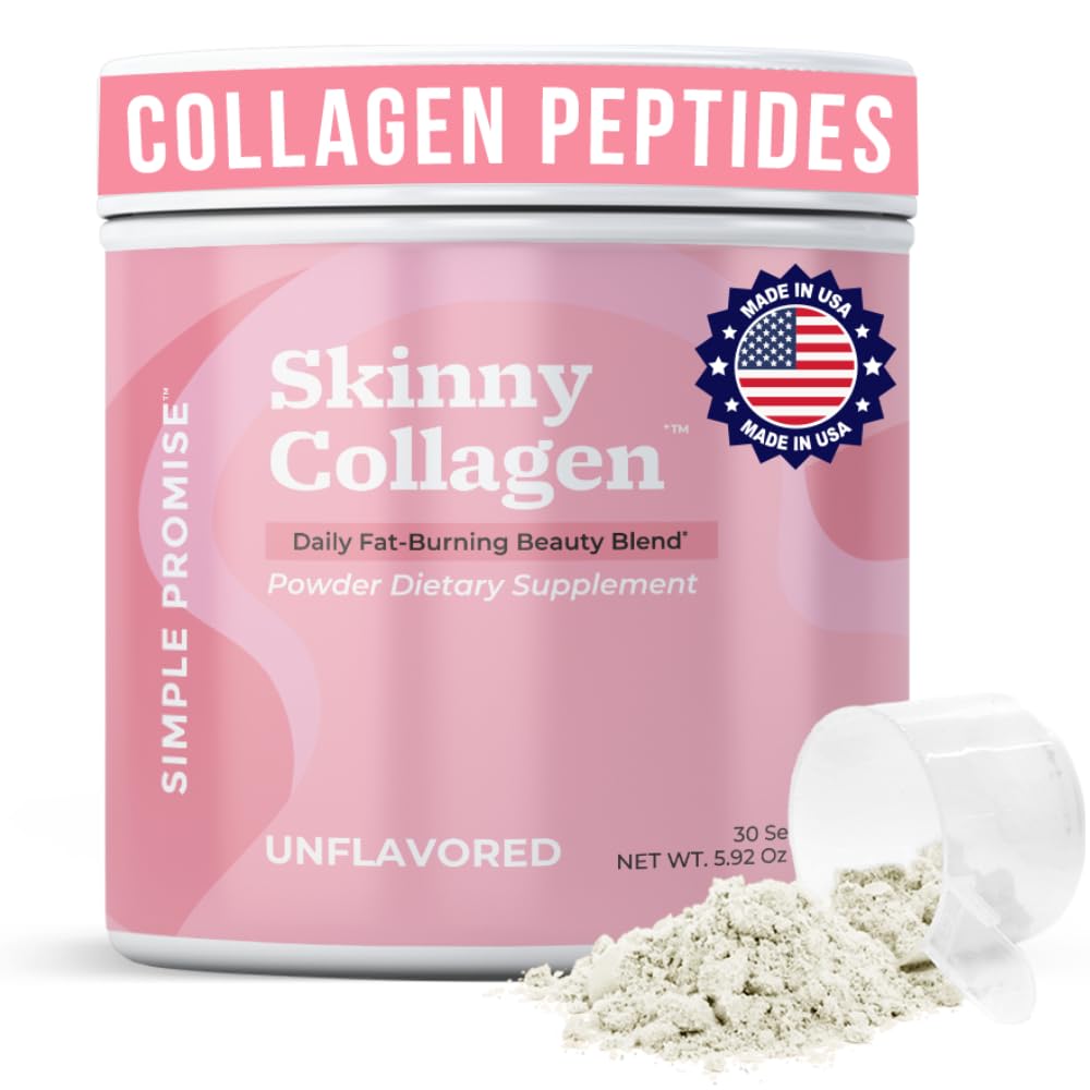 Skinny Collagen Weight Loss Supplement (Unflavored) - Hydrolyzed Multi-Collagen Peptides Powder Drink - Types I, II, III, V, X - Supports Fat Burning & Weight Goals For Women - 30 Servings