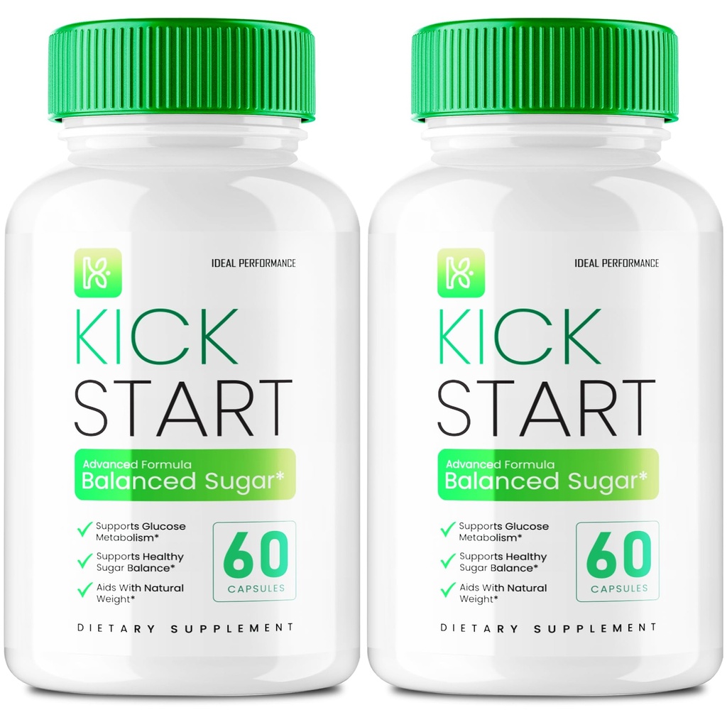 Kick Start Capsules, Kick Start Balanced Sugar Supplement Pills, KickStart Glyco Optimizer, Premium Formula for Healthy Circulation & Stable Levels, KickStart All Natural Health Reviews (2 Pack)