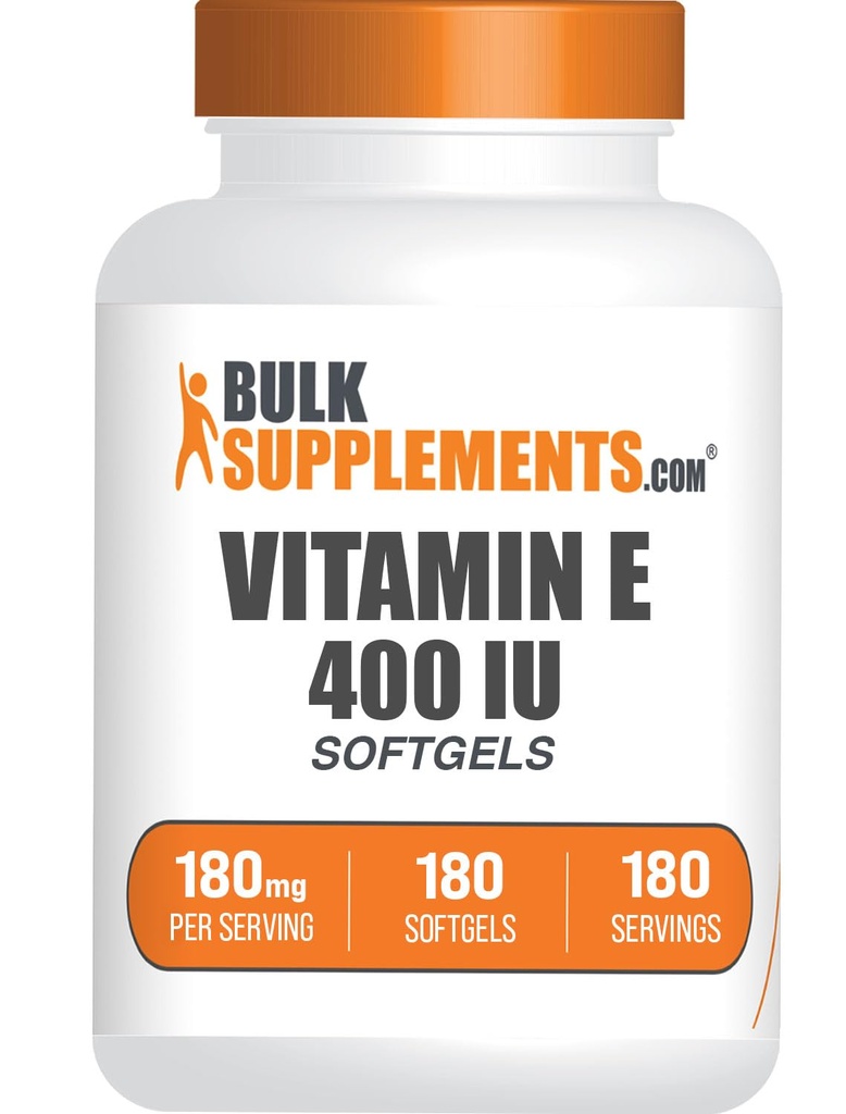 BulkSupplements.com Vitamine E 400 IE Softgels - Vitamine E Supplement, als D-Alfa-Tocoferol, Antioxidanten - Glutenvrij, 1 Softgel per Serving, 180 Tellen (pakket van 1)