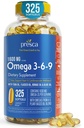Omega 3-6-9 Dieetsupplement (325 ct.) - Visuele functie en ooggezondheid bevorderen - Ondersteuning Hart-, hart- en vaatziekten, gezonde huid, haar en algehele gezondheid (Omega 3-6-9)