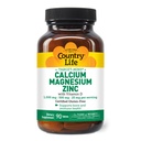 Country Life Calcium Magnesium Zink met vitamine D3 en L-glutaminezuur, Dieetsupplement voor Bone Support, Gecertificeerd Glutenvrij, 1000mg/500mg/25mg, 90 tabletten