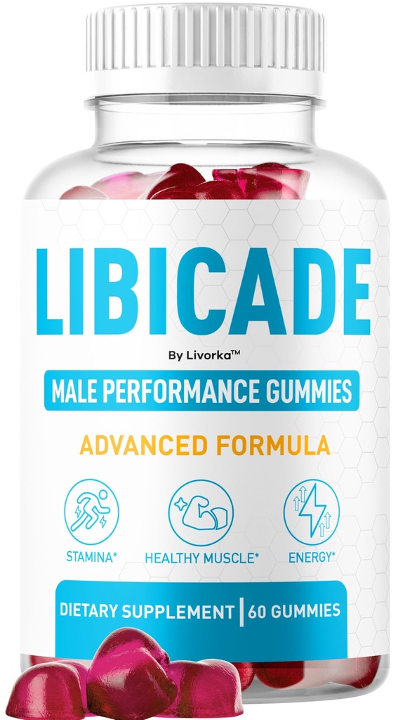 Libicade Gummies - Official Libicade Premium Supplement Gummy for Men - Maximum Strength, All Natural Drive Advanced Formula Daily Support Overall Health & Wellness, 60 Gummies for 1 Month