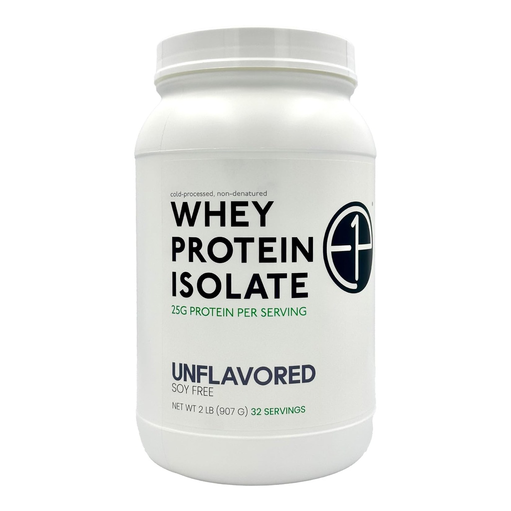 Whey Protein Isolate 2lbs (32 Servings) Unflavored, Non-GMO, Cold-Processed, Non-Denatured, Third-Party Lab Tested. Made with Halal and Kosher Certified Ingredients.