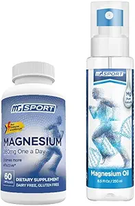 Magnesium High Absorptie Supplement en oliespray ondersteunt spierfunctie, pijnlijke spieren, beenkrampen en herstel