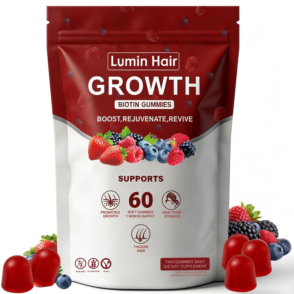 Growth Gummies for Black Women, Hair Growth Supplements with Biotin, Daily Hair Nourishment, Collagen & Botanical Extracts, Supports Healthy Hair Growth & Strength, 60 Vegan Gummies