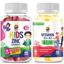 SUNNY SAM Vitamin D3 K2 Gummies 5000 IU - Immune & Bone Support - Sugar-Free & Zinc Gummies for Kids & Adults