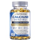 NutriView Calcium 2000mg with D3 & K2 - High Absorption Bone Health Supplement for Women, Non-GMO, 120 Softgels（1Pc）