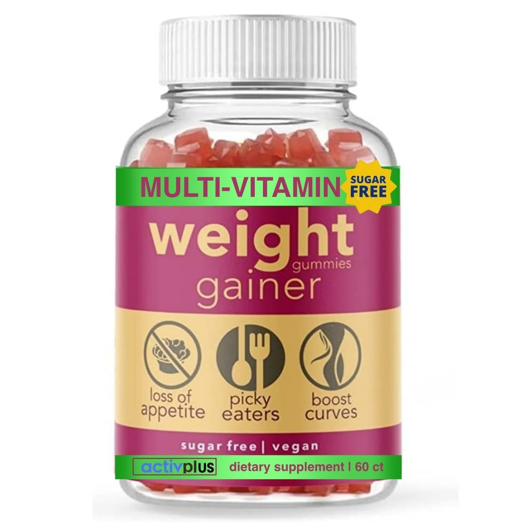 Gainer for Women | 10 clinically Studied Ingredients | Plant Based Vegan Strawberry Flavor | Packaging May Vary | Sugar Free 60 Gummies