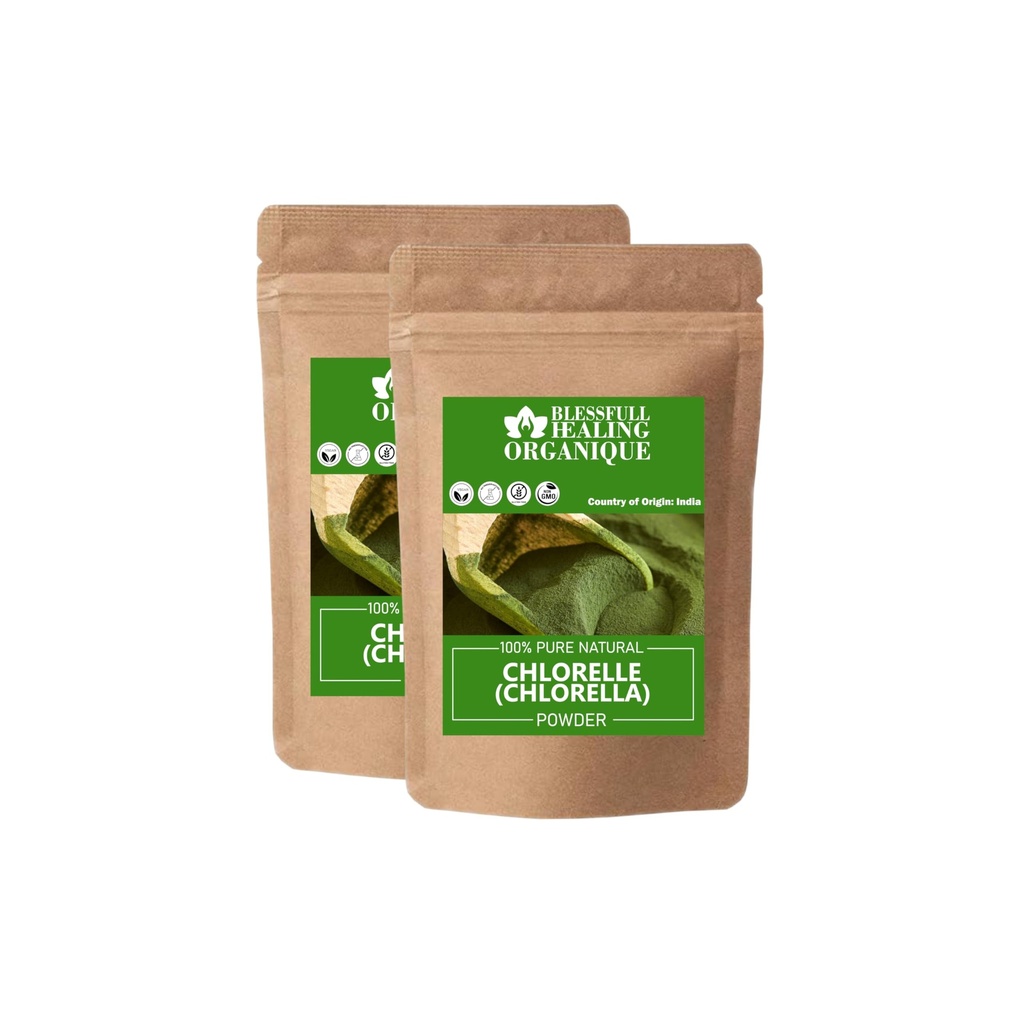 Blessfull Healing Organic Chlorella Powder 100% Pure Natural 100 Gram (3.52 oz) Each (Pack of 2) = 200 Grams, Vegan