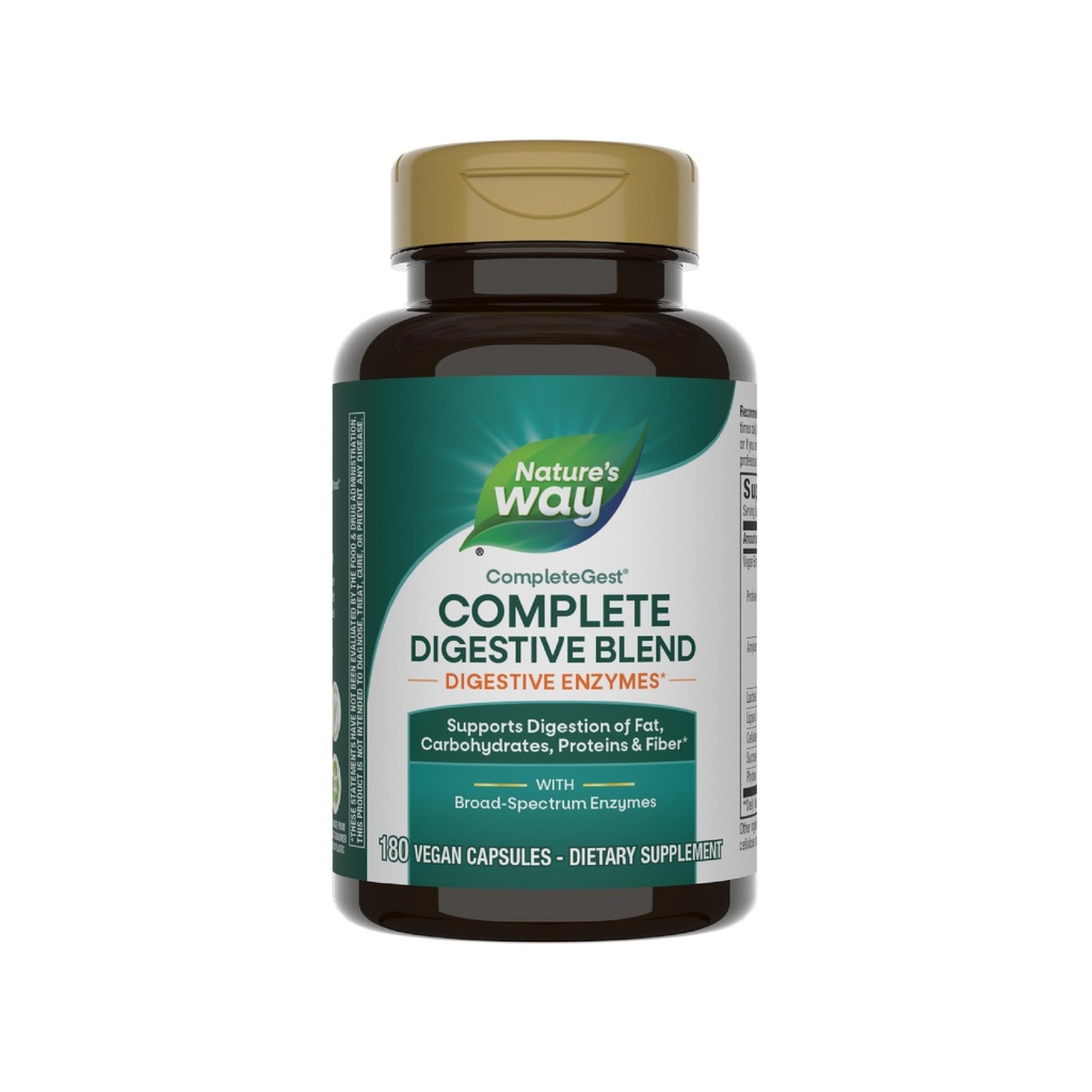 Nature's Way CompleteGest, Complete Digestive Blend, Vegan Enzymes, Supports Digestion of Fat, Carbohydrates, Proteins & Fiber*, 180 Capsules (Packaging May Vary)