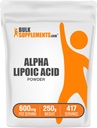 BulkSupplements.com Alpha Lipoic Acid Powder - ALA Supplement, Antioxidant Supplement - Glutenvrij, 600mg per portie, 250g (8.8 oz) (pakket van 1)