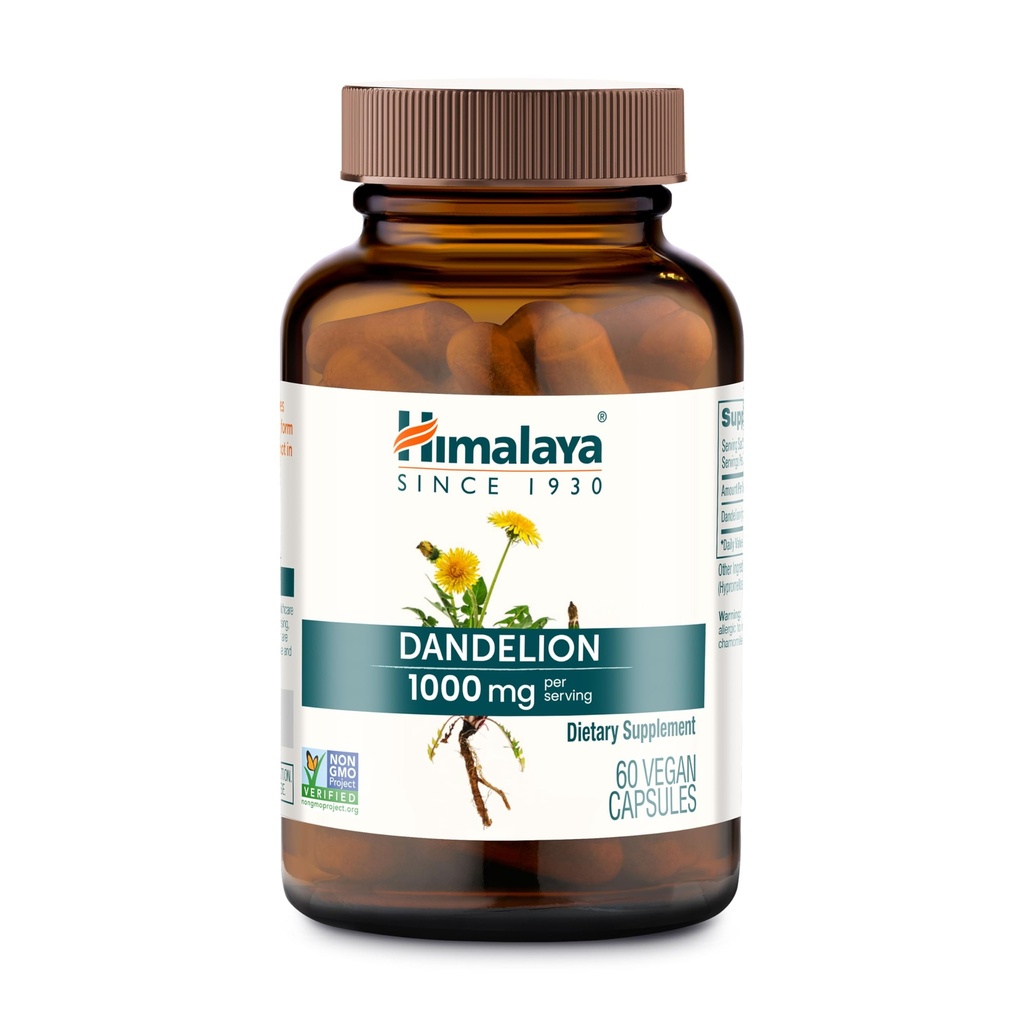Himalaya Dandelion - Dandelion Root Supplement Supporting Daily Wellness and Health - Vegan, Gluten Free, 1000 mg, 60 Capsules