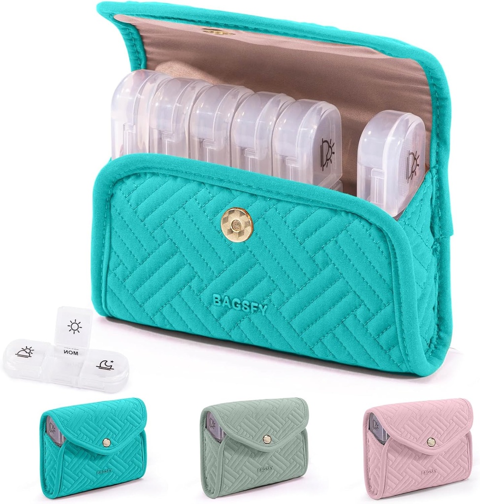 BAGSFY Weekly pil Organizer 3 keer per dag in een schattige stof pil geval, medicijnen pil Organizer, pil Box, Portable Travel pil Case, pil container voor medicatie, vitamines, visolie, supplementen