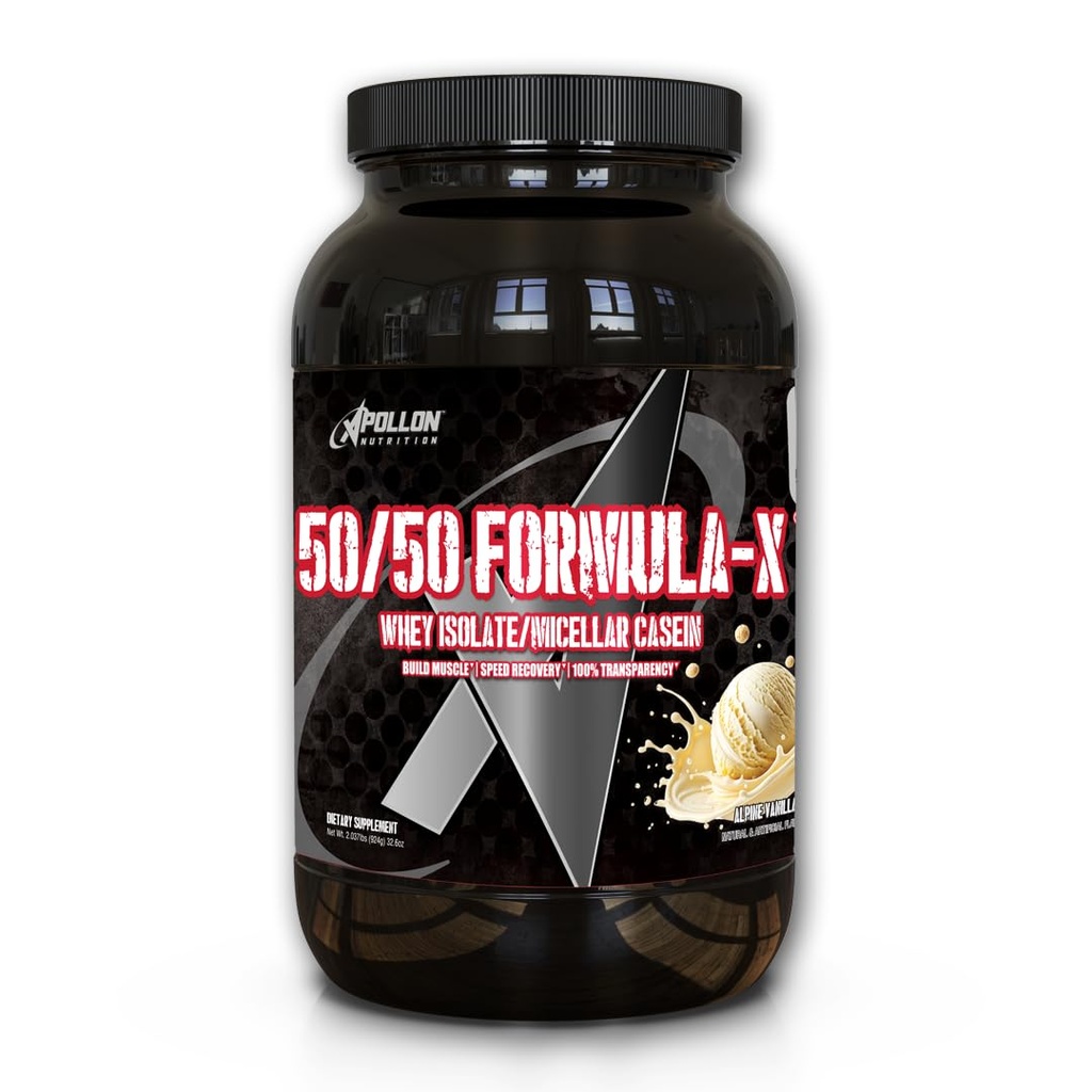 Apollon Nutrition 50/50 Formula-X | Whey Isolate and Casein Protein | 2 lb (Alpine Vanilla)