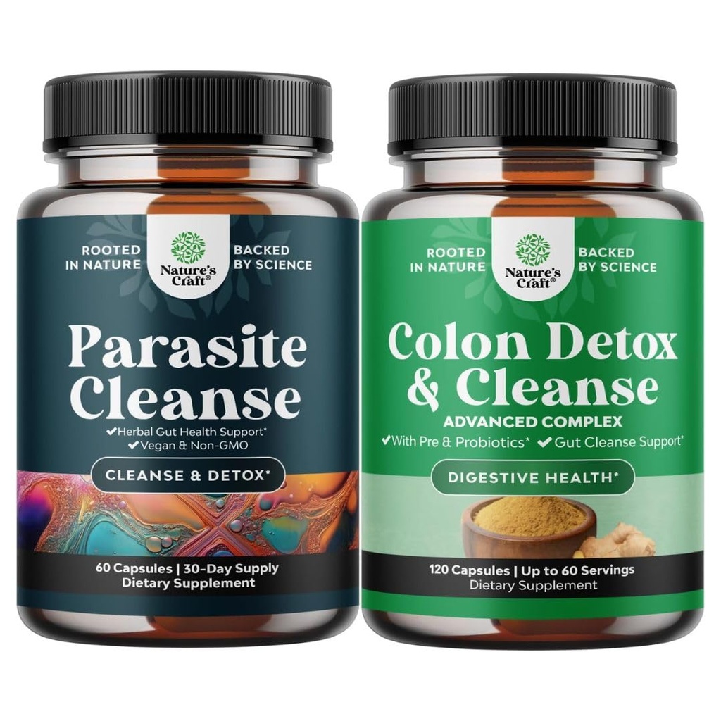Bundle of PARA-X Herbal Gut Health Supplement - Immune Support with Black Walnut Wormwood & Cloves and Herbal Colon Cleanse - 15 Day Gut Cleanse Detox with Senna Leaf Cascara Sagrada & Psyllium Husk