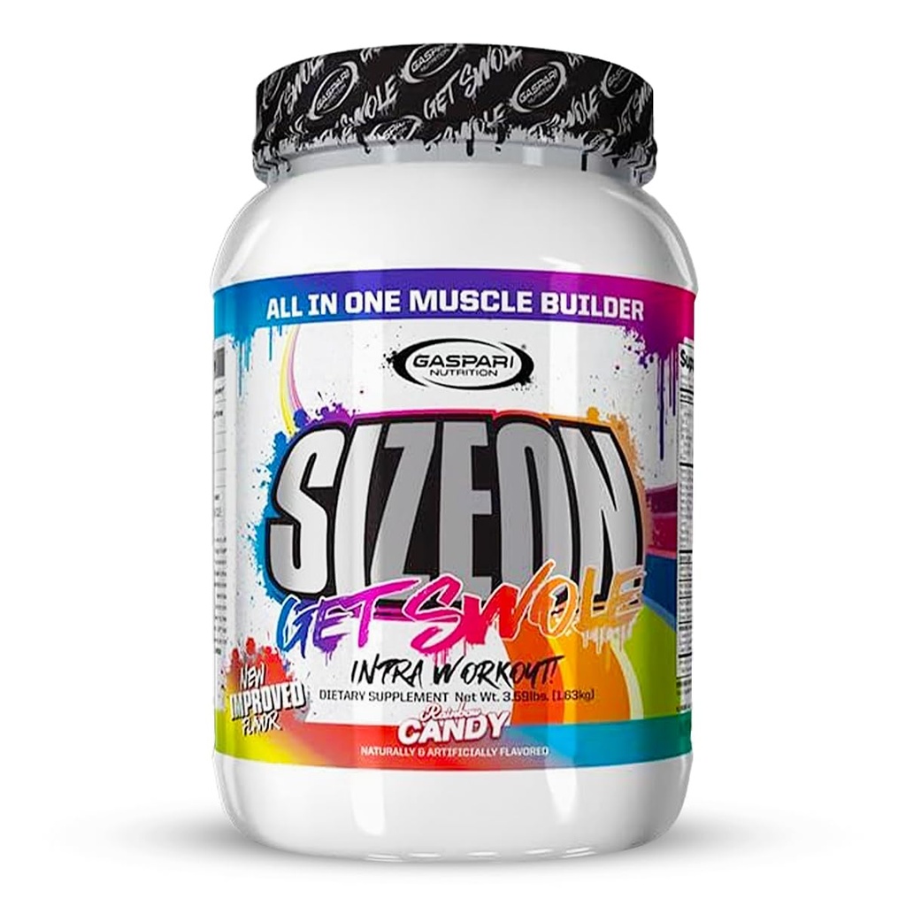 Gaspari Nutrition SizeOn, The Ultimate Hybrid Intra-Workout Amino Acid & Creatine Formula, Verhoogde Spier Volume & Muscle Recovery (3,59 Pond, Rainbow Candy)