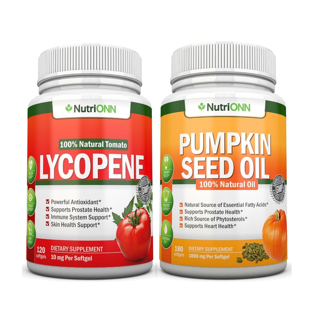 NutriONN Pumpkin Seed Oil Softgels Lycopeen Capsules Combo - Gerichte ondersteuning voor Prostate & Urinary Health
