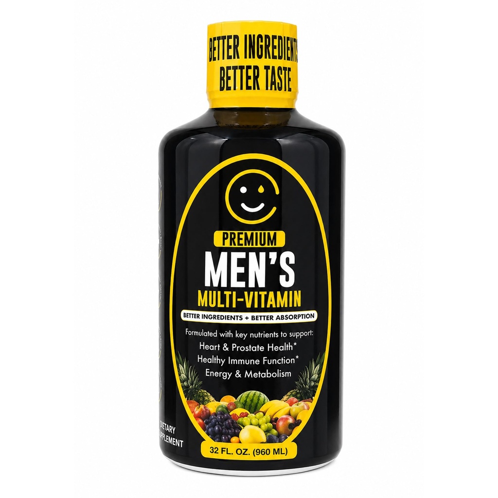 Liquid Multivitamin for Men | Premium | Sugar Free | 100+ Vitamins, Minerals & Amino Acids to Support Muscle, Heart, Brain Health & Energy | 98% Absorption Rate | Non-GMO | 32 Serv
