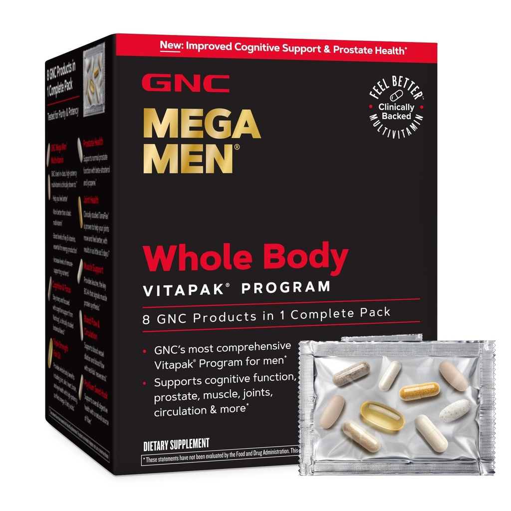 GNC Mega Men Whole Body Ultra Premium Vitapak Program for Men, Best Nutrition Pack for Male Wellness, Convenient, 8 Products in 1 Packet, with Clinically Proven Ingredients, Joint Support, 30 svgs