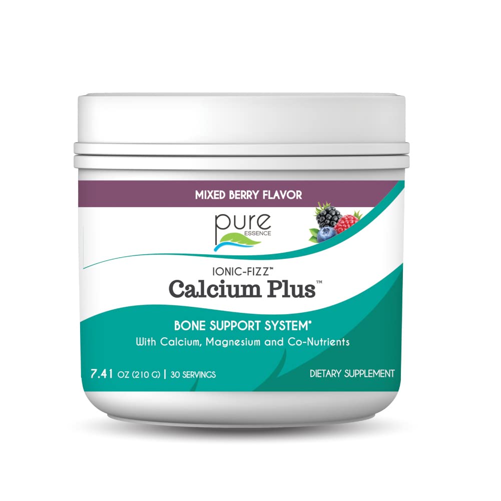 Ionic Fizz Calcium Plus by Pure Essence - Perfect Calcium/Magnesium Ratio with Vitamin A, B, C, D and Potassium Strong Bones - Mixed Berry - 7.41 oz