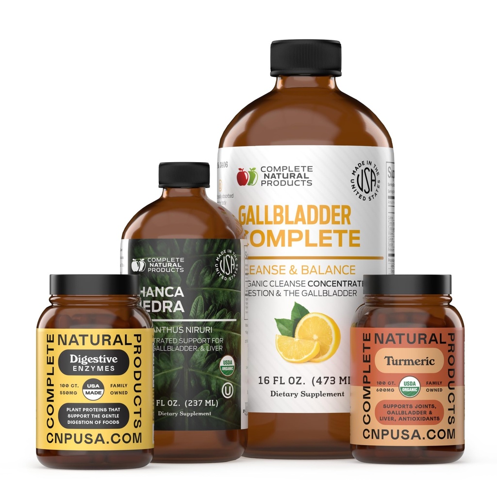 Gallbladder Stone Breaker Cleanse Bundle - Organic Liquid Gallbladder Support Kit with Apple Cider Vinegar Chanca Piedra Turmeric Lemon Hibiscus, Bile Flow Detox Aid Made USA Fast Absorbing Formula