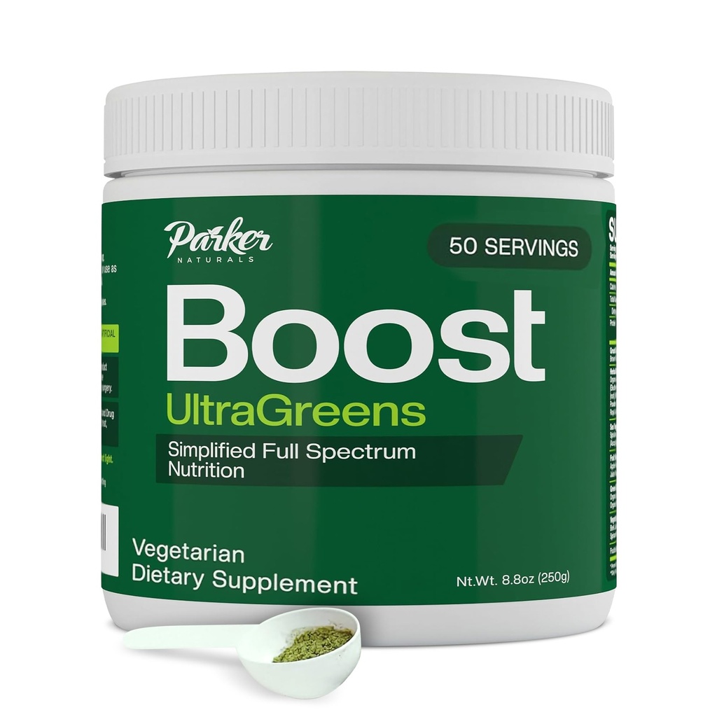 Boost UltraGreens Super Greens Powder - Organic Spirulina, Grasses & Antioxidants | Premium Superfood for Daily Energy | Detox & Whole-Body Wellness - 50 Servings